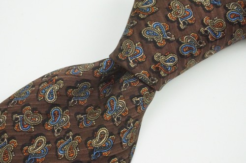 Brioni Cigar Brown Lapis Paisley 100% Silk Handmade Tie Made in Italy - 第 1/7 張圖片