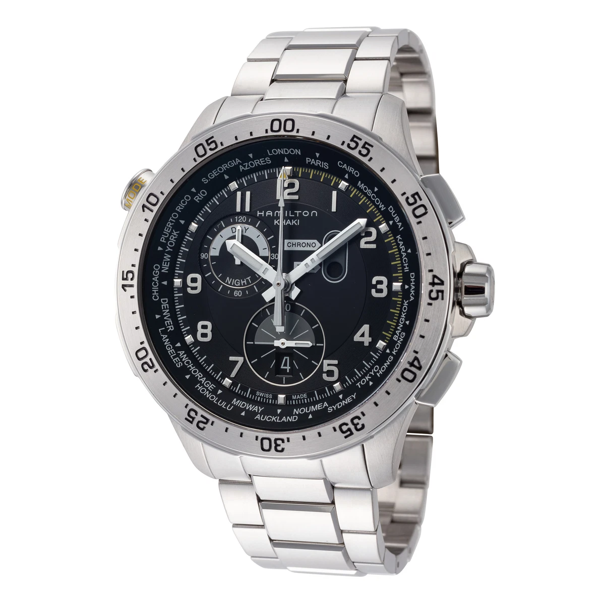Hamilton Men s Khaki Aviation Worldtimer H76714135 45mm Quartz Watch