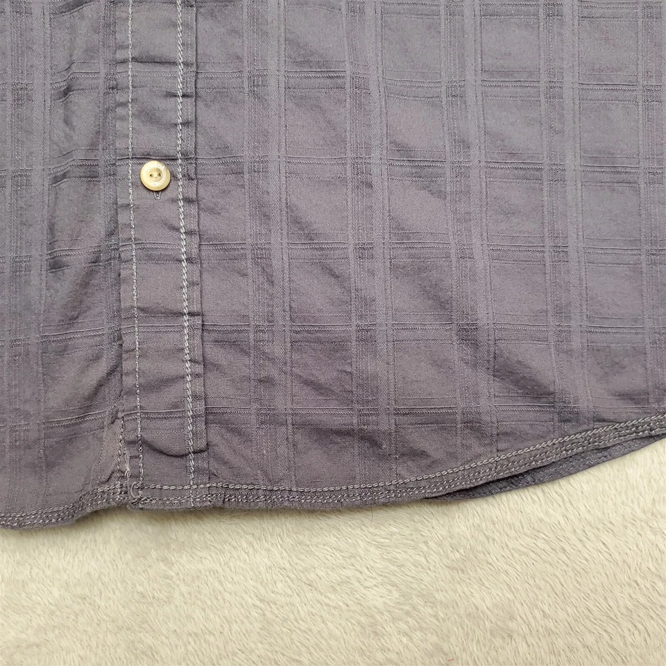 Camisa Method Para Hombre Grande Azul 100% Algodón Texturizado Cuadros Manga Corta Informal Foto 4 de 4