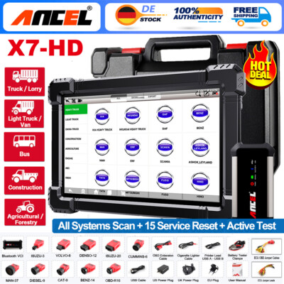 Ancel X7 HD LKW OBD2 Diagnosegerät Alle System Scanner für Iveco MAN für DAF DE