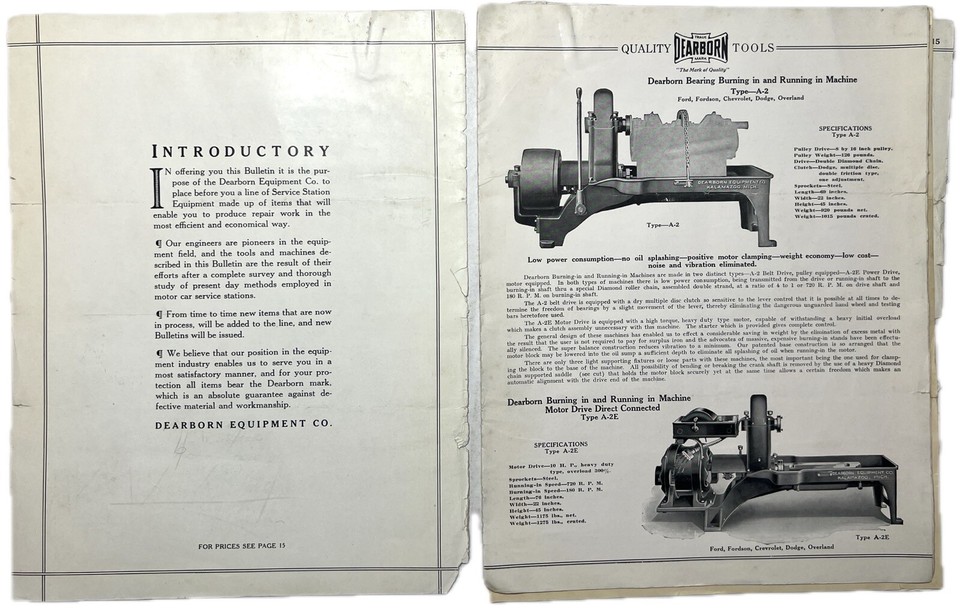 1922 DEARBORN EQUIPMENT CO KALAMAZOO MICHIGAN AUTOMOTIVE TOOL CATALOG