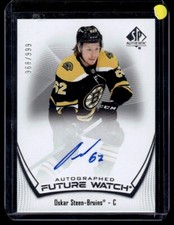 2021-22 SP Authentic Future Watch Oskar Steen RC Auto /999 Boston Bruins #179