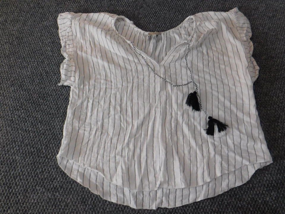 Joie Top Pequeño Blanco Jersey Mujer Rayas Elástico Top Clásico Informal Foto 2 de 4