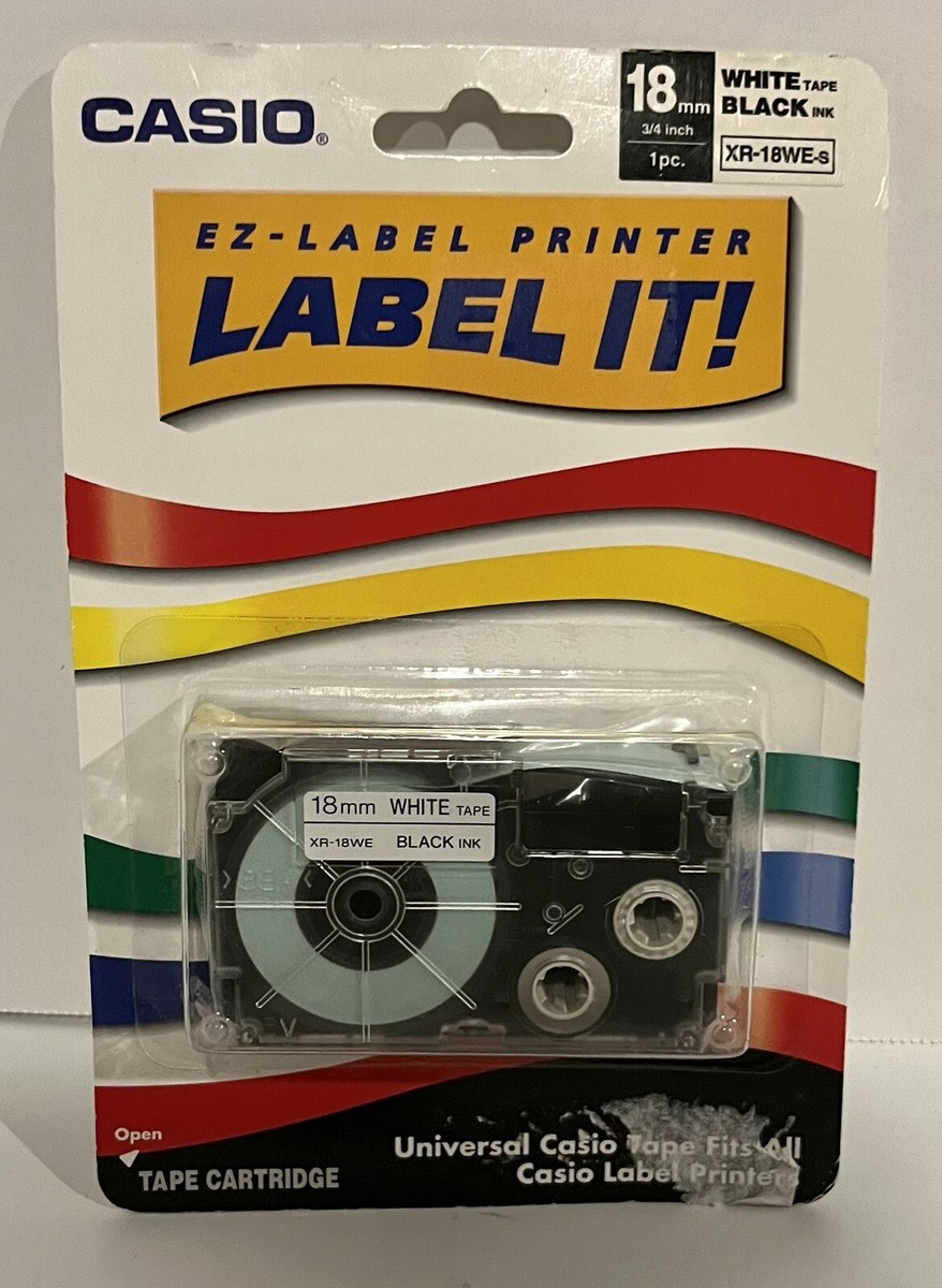 NEW Casio EZ-Label Printer Tape Cartridge White Tape 18 mm 3/4 inch  XR18WEs