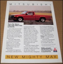 1987 Mitsubishi Mighty Max Print Ad Car Truck Auto Advertisement Vintage Pickup