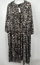 Lane Bryant Plus Sz 28 Leopard Print Dress Elastic Waist