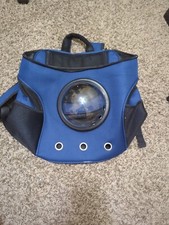 Cat Carrier Backpack w/ Bubble Window Blue Canvas/Mesh/Nylon Holds 20lbs