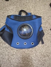Cat Carrier Backpack w/ Bubble Window Blue Canvas/Mesh/Nylon Holds 20lbs