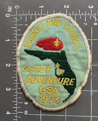 Vintage BSA Boy Scouts Abenteuer 1973 Sunny Land Council Abzeichen Florida FL