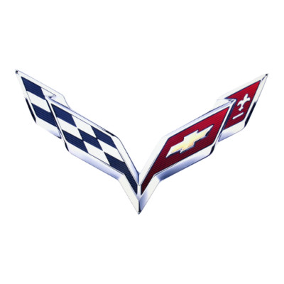 2014 - 2019 Corvette C7 Crossed Flags Logo Steel Metal Sign Wall Art 12''x8''