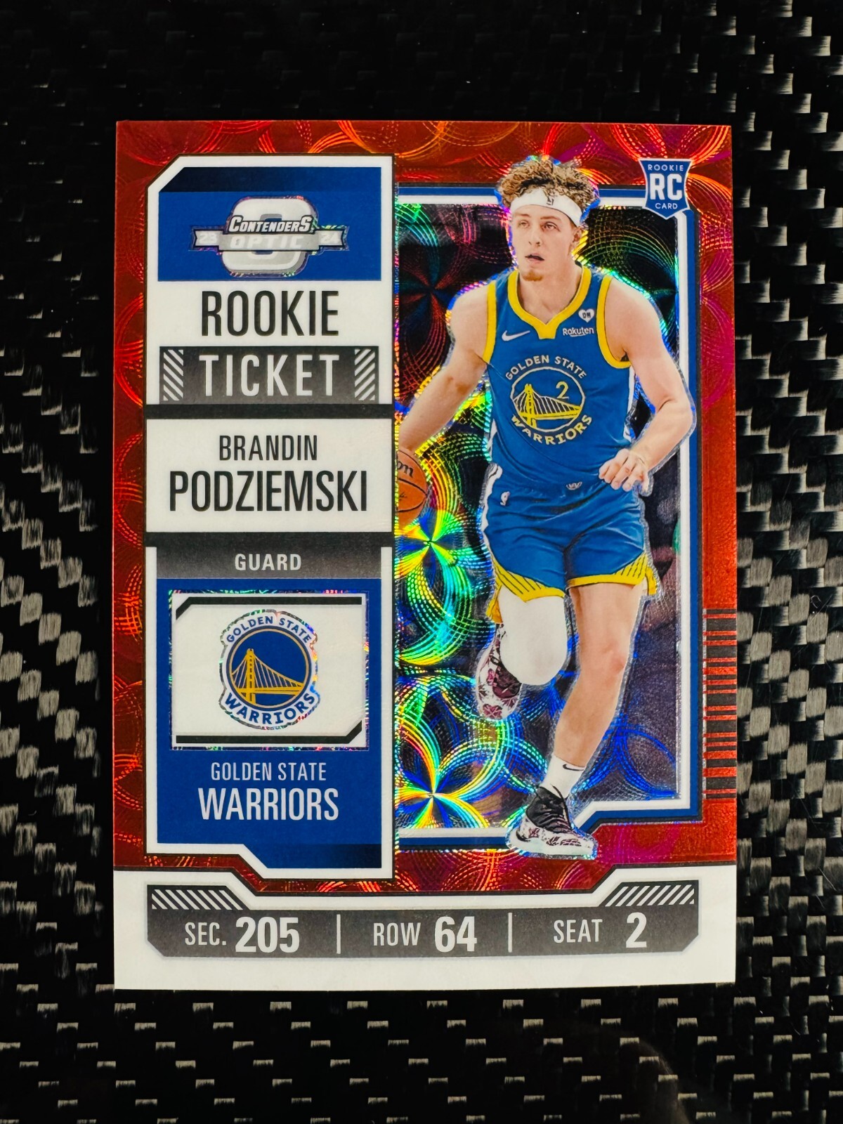 Brandin Podziemski 2023-24 Contenders Optic Rookie Ticket International Red RC