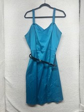 Lane Bryant Dress Womens Plus 18 Blue Removeable Straps Belted Party Cocktail