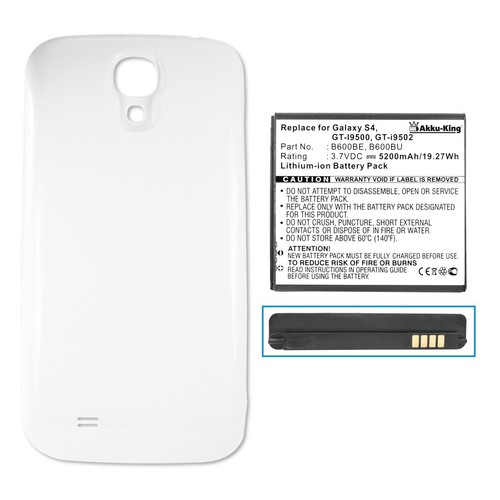Akku-King Akku für Samsung Galaxy S4 LTE i9505 FAT Li-Ion ersetzt EB-B600BE Weiß - Bild 2 von 3