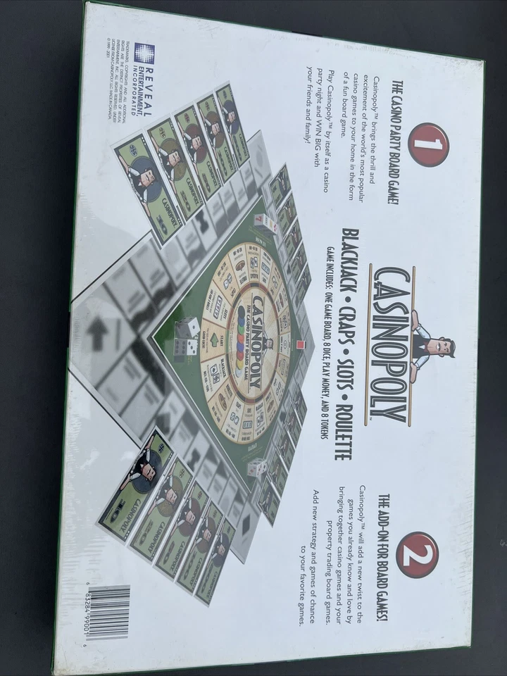 Casinopoly Casino Fiesta Juego de Mesa 2001 Reveal Inc Blackjack Dados Ranura Ruleta Foto 3 de 4