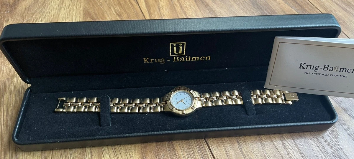KRUG BAUMEN BARON LADIES WATCH 18CT GOLD ELECTROPLATED 4959KL UNWORN MINT