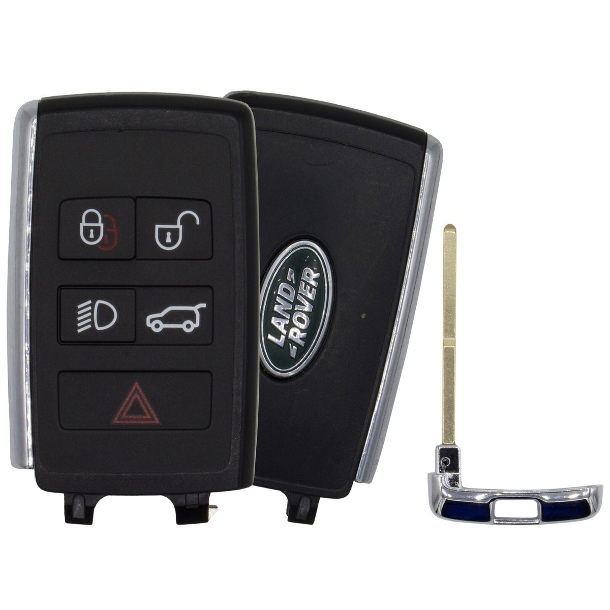 ontto SleutelCover voor Land Rover Range Rover Sport Evoque Velar Discovery 5 Jaguar E-Pace 2018 2019 Autosleutelhoes TPU Sleutelhoesje Beschermhoesje Autosleutel met Sleutelhanger 5 Knoppen-Zilver