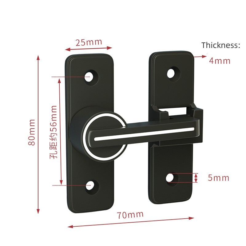 Sliding Barn Door Latch Lock 180 Degree Gate Lock Black