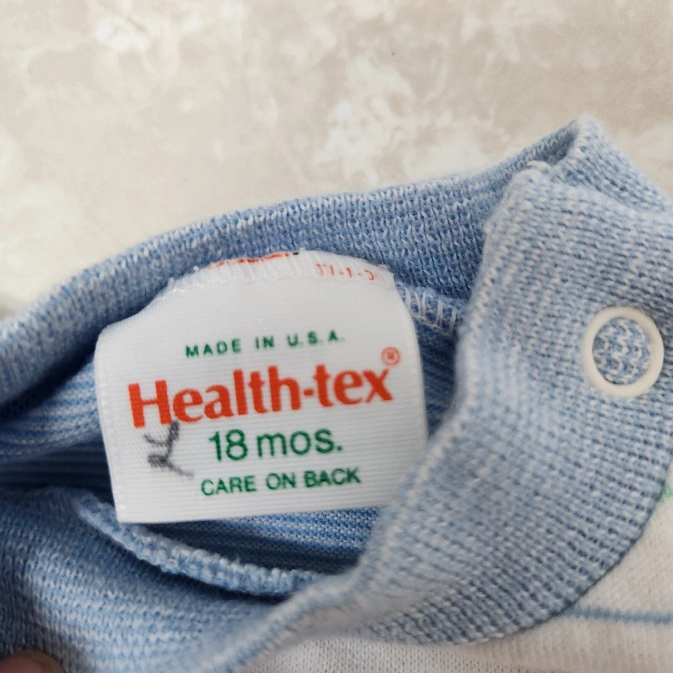 Vintage HEALTH-TEX Knit Bodysuit Baby Infant Sz 18M Sailboat Nautical Pastel - Image 4 of 4