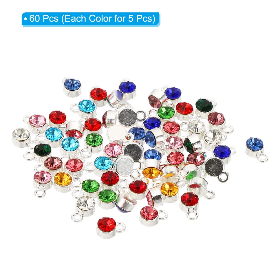 60 piezas Dije Piedra de Nacimiento Piedra de Nacimiento Cuentas Cristal Pulsera Colgantes Multicolor Foto 3 de 4