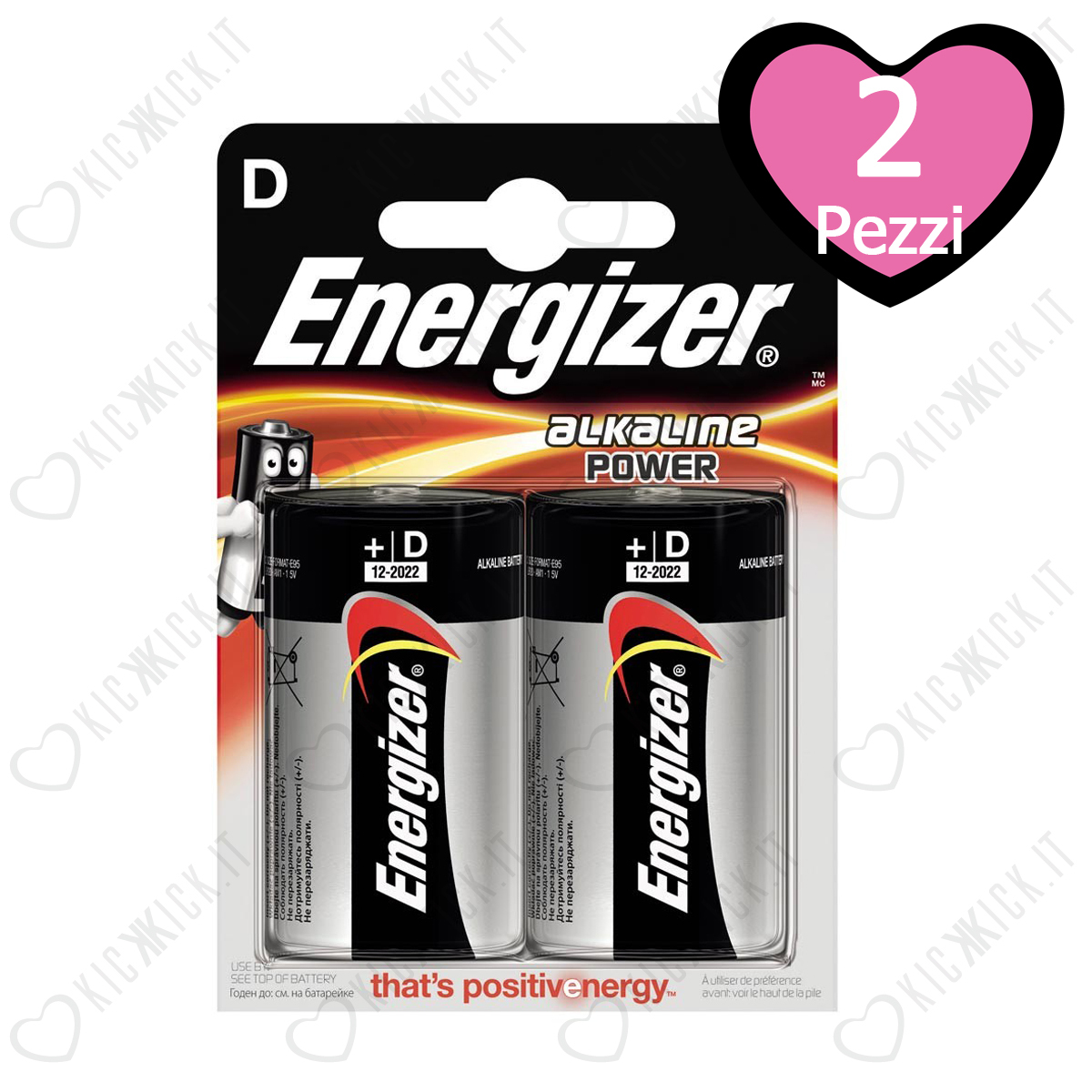 2 Batterie Alcaline Pile Energizer Torcia D Alkaline Power LR20
