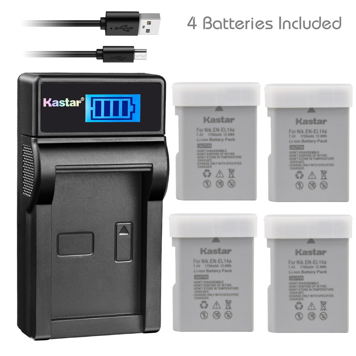 Kastar Battery Wall Charger for Nikon EN-EL14a MH-24 & Nikon D3500 DSLR