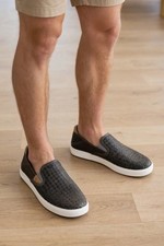 OluKai Lae  ahi Lauhala Woven Leather Slip On Sneakers Shoes Size 11 165 Ash