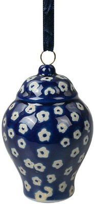 Clayre & Eef 6CE2113 Dekoration Anhänger Keramik Blau Weiß Ø 5x8 cm