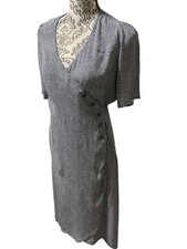 GAP Blue Dotted Short Sleeve Tie- Waist Retro Dress Size Medium