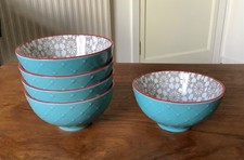 2x Tesco Kosmo Small Blue Bowl With Red Rim, New