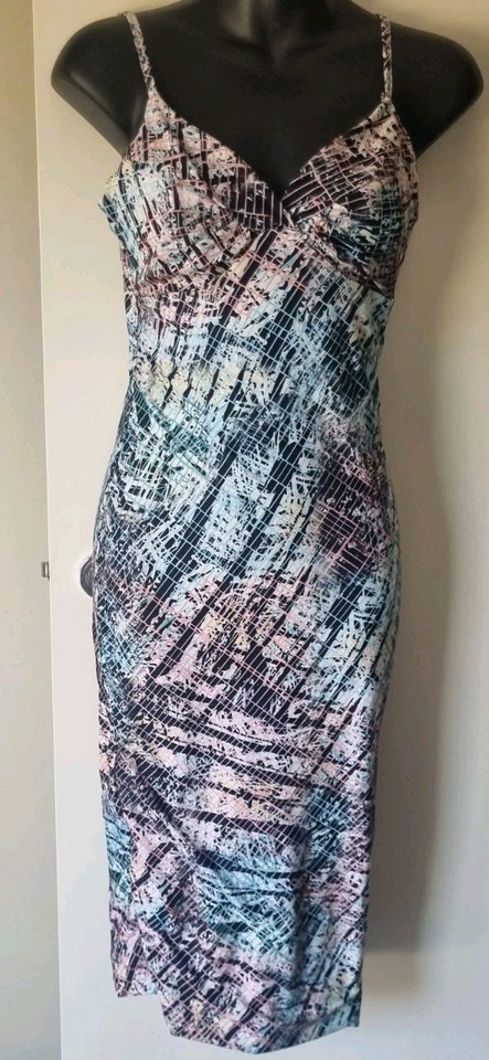 KOOKAI Abstract Pattern. Stretch Bodycon Spaghetti Strap Dress .size 1