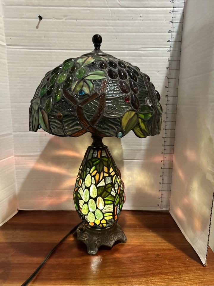 Stained Glass Table Desk Lamp Tiffany Style Double Light Victorian 20" tall - Image 3 of 4