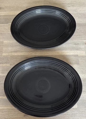 2 Fiestaware Oval Serving Platter Plate Dish Black 11”