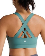 Women  s Sports Bra Criss-Cross Back Padded Yoga Bra Medium Support Strappy