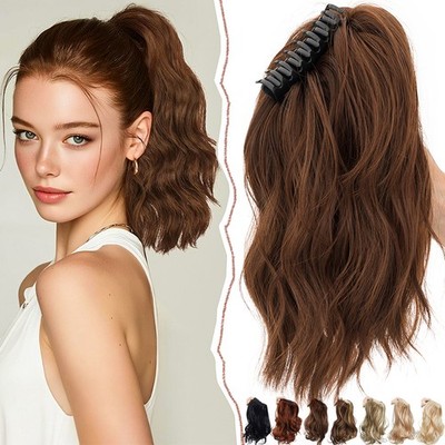 14'' 18'' Ponytail Extension Short Wavy Curly Claw Clip in Ponytail Hair Synthetic