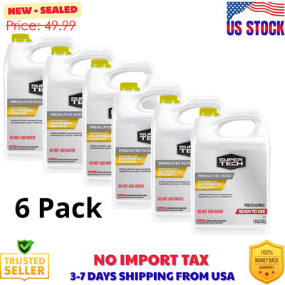 6 Pack Super Tech Extended Life Prediluted 50/50 Antifreeze/Coolant, 1-Gallon