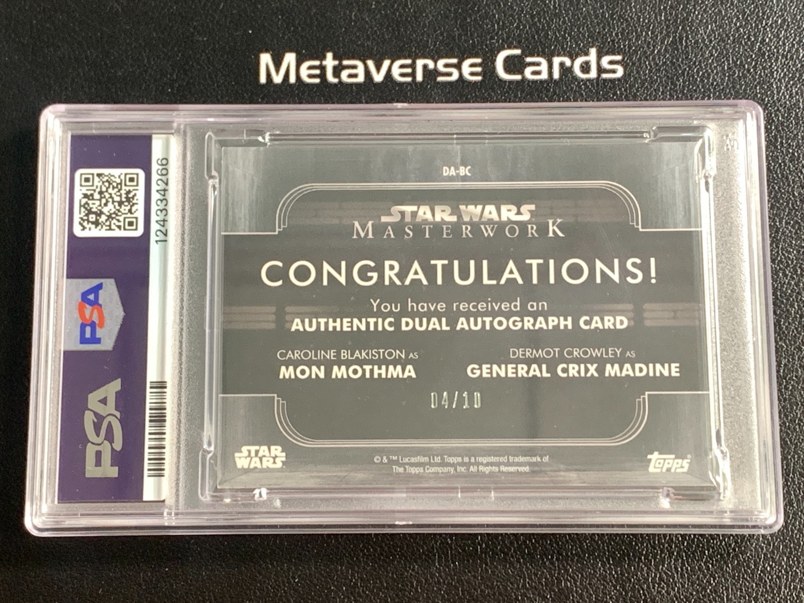 2020 Topps Chrome Star Wars Masterwork Mothma Madine Dual Auto /10 PSA Auto 10 view 2