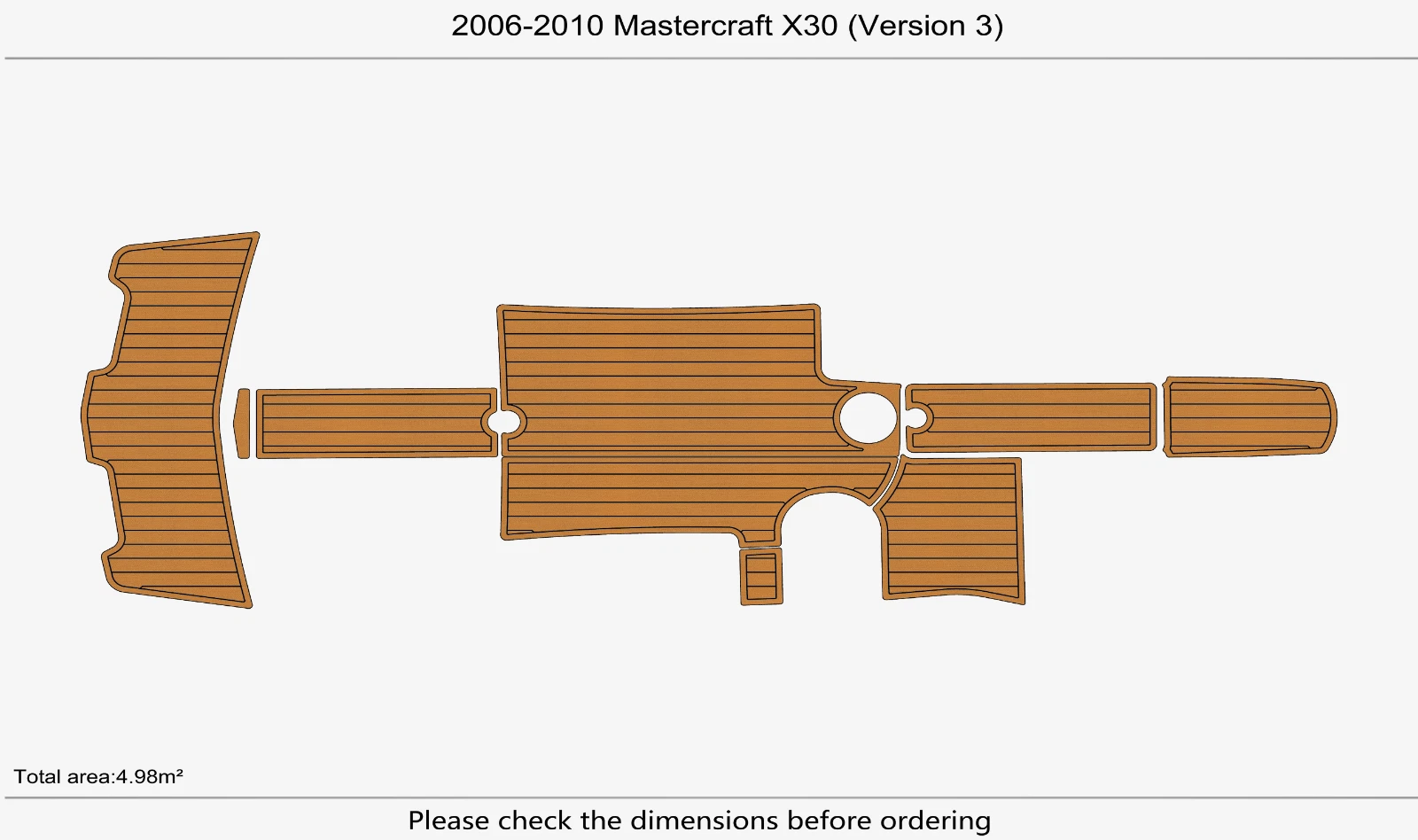 2007 Mastercraft X30 Cockpit Swim Platform Boat EVA Foam Teak Deck Floor