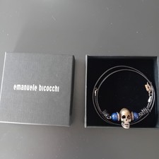 Emanuele Bicocchi collana con ciondolo teschio, nuova con scatola