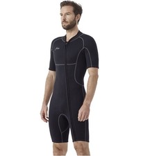 Hevto Men s 2mm Shorty Wetsuit Size L Neoprene Front Zip Springsuit Black NWOT