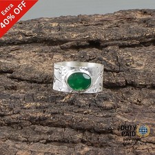 Valentines Deal Oval Green Onyx Gemstone 925 Silver Band Engagement Ring Jewelry