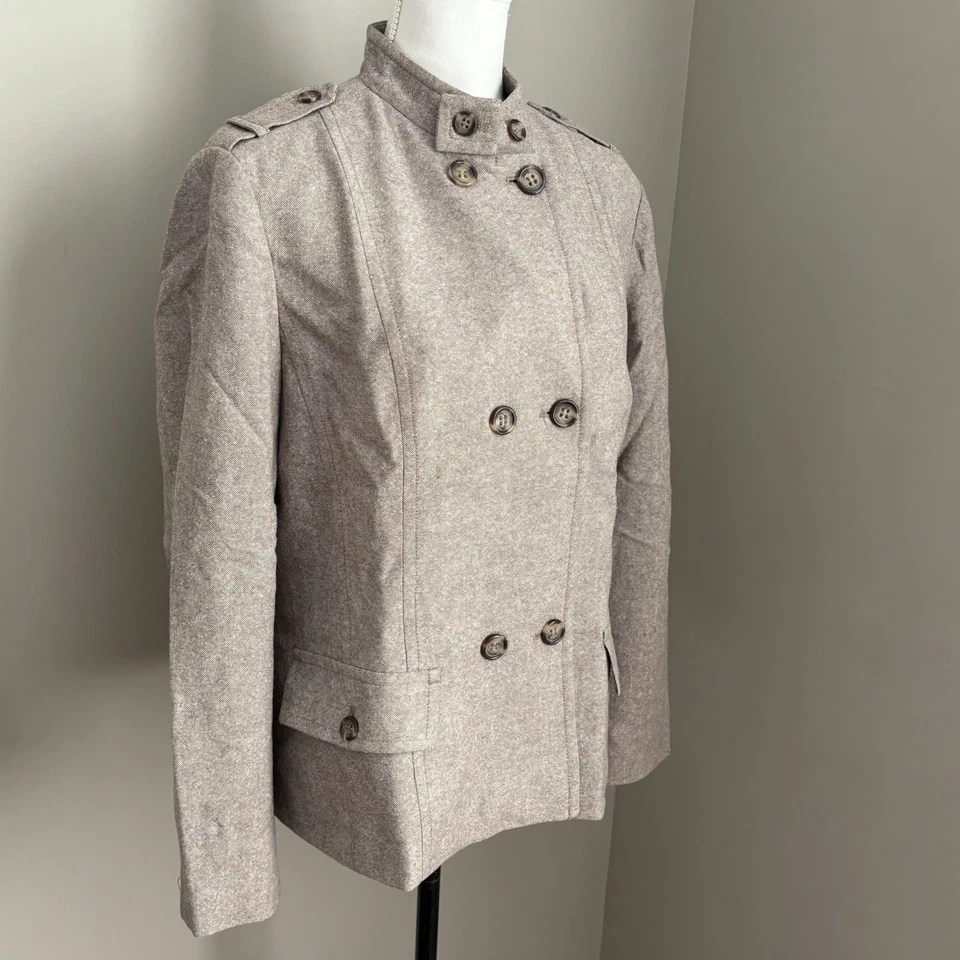 Chaqueta Blazer Liz Claiborne Mujer Talla 14 Mezcla Lana Seda Estilo Militar Foto 3 de 4