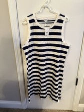 J. Crew Women’s Navy Ivory Striped Shirt Dress Size Large NWT