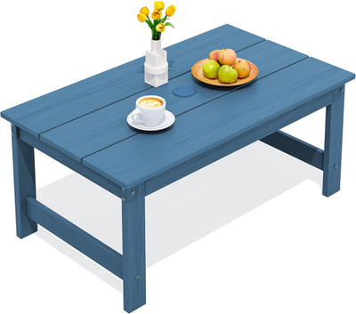 SERWALL HDPE Patio Coffee Table, Rectangle Outdoor Coffee Table, All-Weather Cof