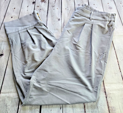Grace Karin Light Gray Pants Cuff Pleated Front Harem Size 2XL Elastic Waist 