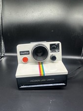 Polaroid One Step Land Camera Rainbow Stripe with Strap Vintage - Untested
