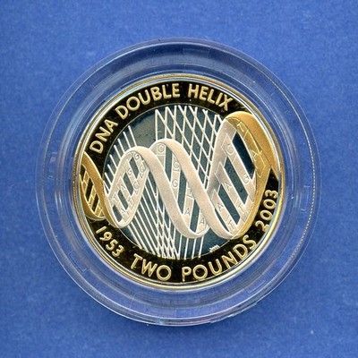 2003 DNA Discovery 50th Anniversary 24g 2 Pound Silver Proof Coin GOP COA #0c