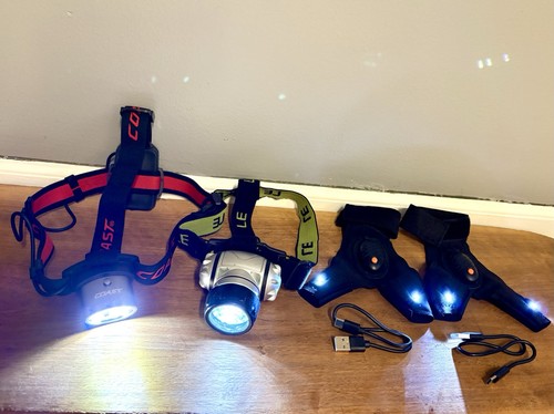 Headlamp Lot of (3) - AAA Coast + LE and Rechargeable Finger Lamps