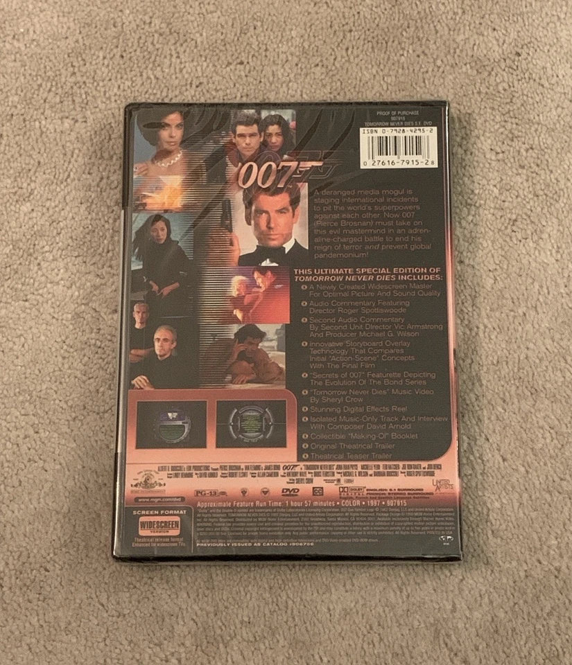 Tomorrow Never Does 007 Special Edition DVD (1997, MGM) *Brand New, Sealed* - Image 2 of 3