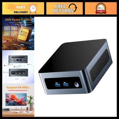 Compact Mini PC AMD Ryzen 5 5500U, 4K Triple Display, WiFi 6, No RAM/SSD/OS