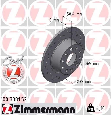 BREMSSCHEIBEN ZIMMERMANN HINTER Voll Gelocht Pour VW T-ROC A11 AUDI Q2 GA GAB - Photo 1/1